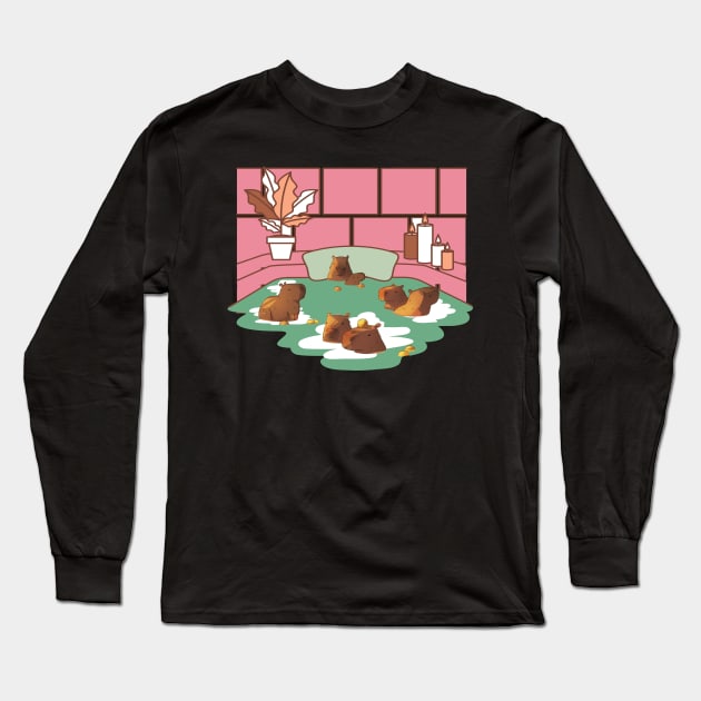 Capybara relax time Long Sleeve T-Shirt by Ilustradamus